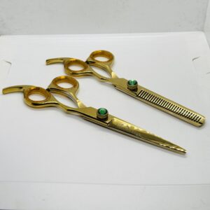 Premium Gold 440C Stainless Steel Barber & Thinning Shears – Professional Hair Cutting Scissors Set