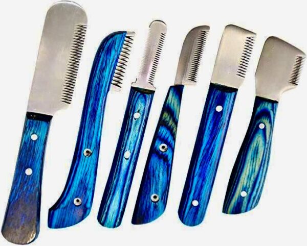 Blue stripping knife set