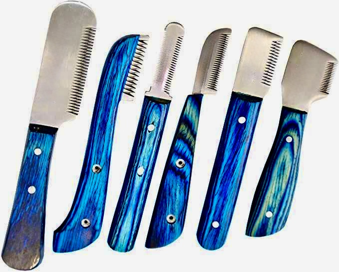 Blue stripping knife set