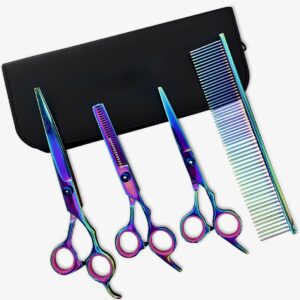 Plasma Color Pet Grooming Shears – Professional 440C Stainless Steel Dog & Cat Hair Cutting Scissors