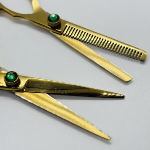 Premium Gold 440C Stainless Steel Barber & Thinning Shears – Professional Hair Cutting Scissors Set