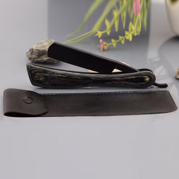 Handmade Classical Straight Razor with Black Wooden Handle Environment Friendly Razors with Razor Case - Image 3