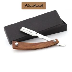 Handmade Vegan Classic Wooden Handle Cut Throat Razor Zero Waste Single Edge Straight Razor