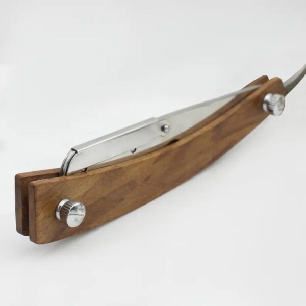 Handmade Vegan Classic Wooden Handle Cut Throat Razor Zero Waste Single Edge Straight Razor - Image 3