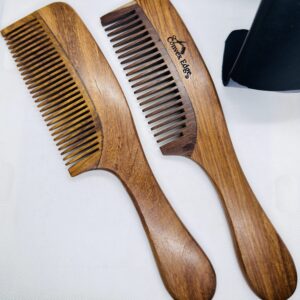 Handmade Pair Wooden Comb – Natural Rose Wood Hair Comb – Anti-Static, Eco-Friendly Comb for Men and Women – Hair Growth & Scalp Care