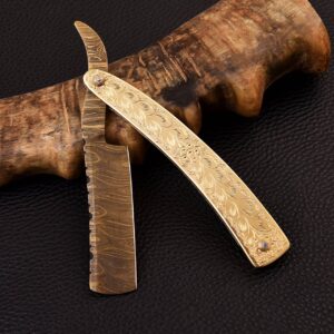 Handmade Damascus Steel Straight Razor – Luxury Shaving Razor for Men with Precision Blade