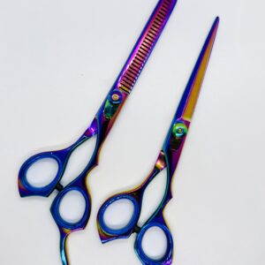7” Professional Barber Shears with Thinning – 440C Stainless Steel & Plasma Coating