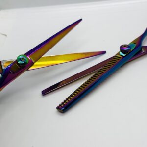 7” Professional Barber Shears with Thinning – 440C Stainless Steel & Plasma Coating