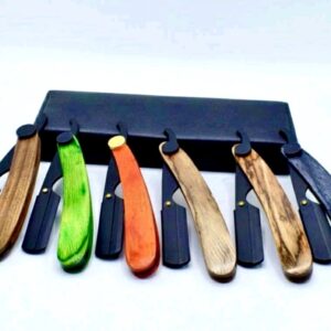 Set of 6 Straight Razors with Pakka Wood Handle – Professional Barber Shaving Razors