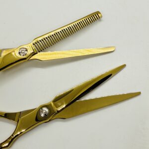 7.5” Gold Barber Thinning Shears | Professional Hair Scissors