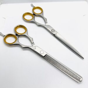 Convex Edge 7.5” Titanium Hair Cutting & Thinning Scissors | 440C Steel Barber Shears
