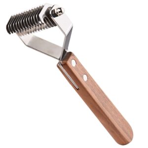 Jaswell Pet Grooming Tools with Wood Handle – Professional Deshedding & Dematting Tools for Dogs & Cats – Durable Wooden Grooming Set for Home & Salon Use