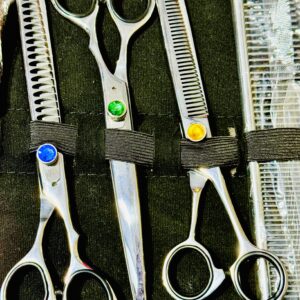 Pet Grooming Shears Kit – 440C Stainless Steel Scissors Set for Dogs & Cats – Includes Straight, Thinning, Curved Shears & Grooming Comb
