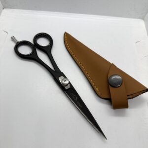 Black Barber Shears 7” – 440C Steel Hair Cutting Scissors for Salon