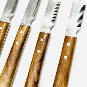 4-Piece Pet Grooming Stripping Knife Set – Professional Deshedding & Hand Stripping Tools for Dogs & Cats – Coarse, Fine & Medium Blades for All Coat Types
